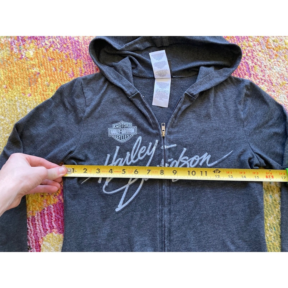 Harley Davidson Full Zip Hoodie Sweatshirt Womens Small Black Cool Springs VTG - Picture 8 of 11